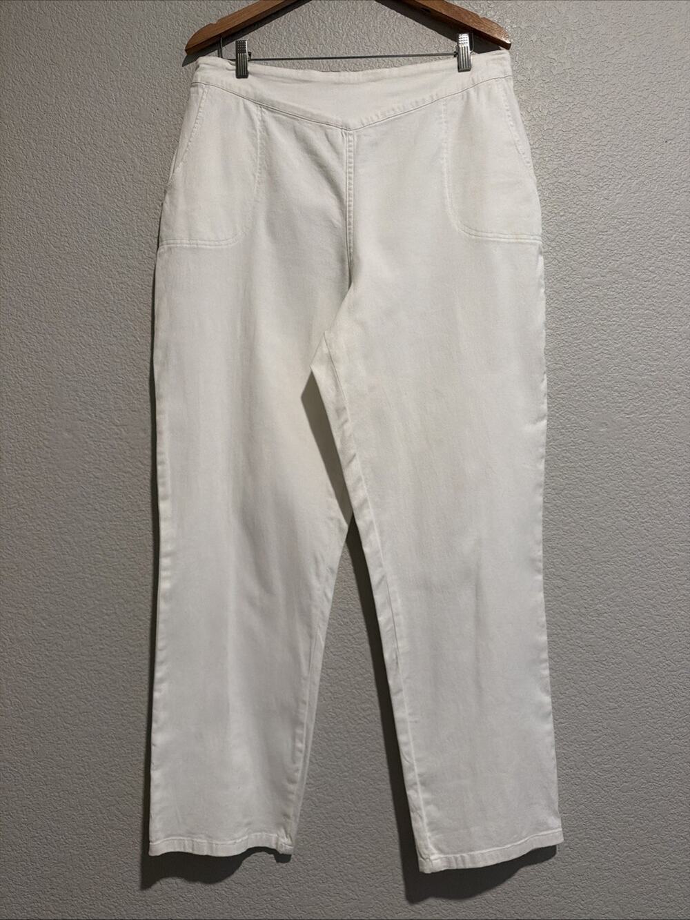 D & Co Pants Coastal Lagenlook High Waisted Chino Pull On Stretch Mom Grandma XL
